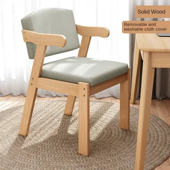 Стул из массива дерева, домашний письменный стул, обучающий ресторан Nordic, простой современный минималистичный детский обеденный стул с подлокотниками