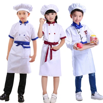 Форма шеф-повара костюмы Детские фотографии, косплей мальчики девочки одежда повара работы одежда Одежда на Хэллоуин