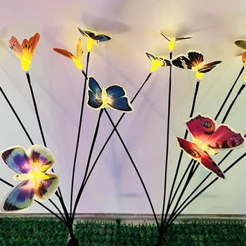 Солнечная светодиодная лампа-бабочка Наружный Сад, работающий на солнечном свете, Водонепроницаемые ландшафтные светильники, газонные лампы Firefly, украшение дома в загородном стиле