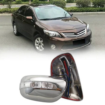 2 упаковки 2009-2013 для автомобилей Toyota Corolla Хромированная боковая светодиодная подсветка Крышка зеркала Литьевая отделка