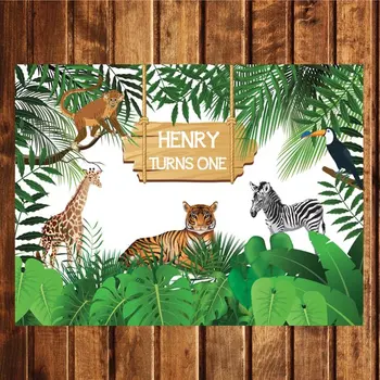 Пользовательские животных джунглей сафари тигр зебра жираф обезьяна листья цены зоопарк фон компьютерная печать вечеринка фон
