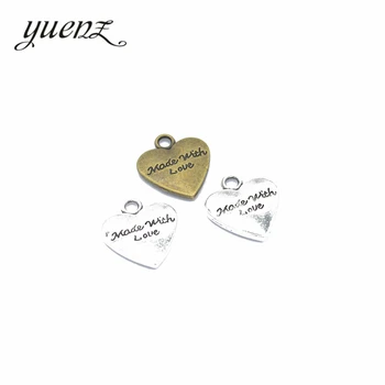 YuenZ 7 шт., цвет античного серебра, сделано с вашим сердечком, подходит для браслетов, ожерелья, изготовления ювелирных изделий из металла 19 * 17 мм A20