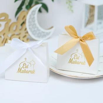 Коробка конфет Eid Mubarak Украшения для Рамадана Ислам Мусульманские принадлежности для вечеринок Бумажные Подарочные коробки Сумка для подарков на Рамадан Карим Eid