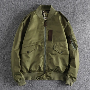 Повседневная куртка пилота, украшенная кожаным значком, мужская хлопчатобумажная толстая модная молодежная бейсбольная куртка-кардиган 1381