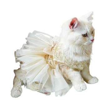 Летнее свадебное платье для домашних кошек, свадебное платье с юбкой для собак, кружевное платье для улицы