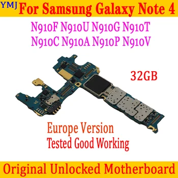 32g Оригинальная Разблокированная материнская плата Samsung Galaxy Note 4 N910A N910U, Европейская версия для платы Note 4 N910F N910G