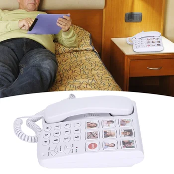 Телефон с большой кнопкой LD‑858HF с усиленной фотопамятью, проводной стационарный телефон для пожилых людей, пожилых людей