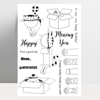 Прозрачный штамп с мультяшным котом ZhuoAng для скрапбукинга, резиновый штамп, бумажные поделки, Прозрачные штампы, изготовление открыток
