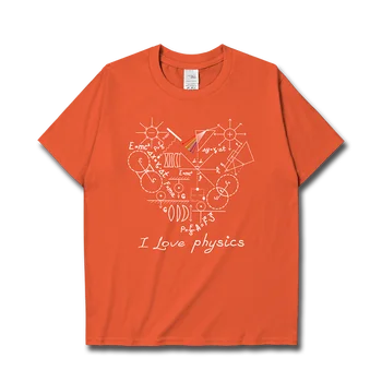 Тема, которую я люблю Физика, Хлопковая футболка с короткими рукавами, мужская одежда с круглым вырезом, свободные рубашки с сострадательной летней студенческой культурой