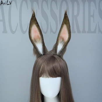 AniLV Аниме Игра для девочек, Амия, заячьи ушки, плюшевая повязка на голову, головной убор с кроликом, Косплей