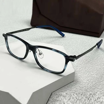 Японская титановая квадратная оправа для очков роскошного бренда NPM-91 для мужчин при близорукости, классические серебряные очки для женщин, очки по рецепту врача