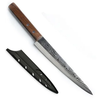 Дамасский нож для сашими из лосося, Многофункциональный нож для нарезки из нержавеющей стали, Японский нож для суши, кулинарный нож, нож для шеф-повара Wosun