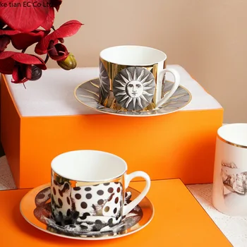 Итальянский стиль керамическая кофейная чашка и блюдце набор Европейский легкий роскошный офис 250 мл кофейная кружка послеобеденный чай цветочная чайная чашка подарок