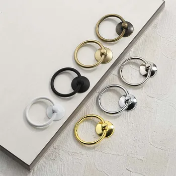 Дверная ручка для скандинавской мебели, Винтажное Круглое кольцо, Ручки для ящиков шкафа, комода, Ручка для дверного кольца для шкатулки для драгоценностей