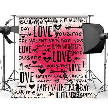 Фон с Днем Святого Валентина, Милая, люблю тебя и меня, Граффити, расписанные вручную сердечки, фон со стрелой Купидона