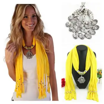 Подвески, ожерелья, шарф, Брендовая красочная подвеска в виде павлина из железного сплава, твердый шарф, женские украшения, шарф