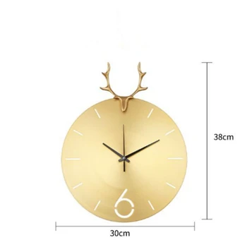 Украшение гостиной, прихожей, металлические настенные кварцевые аналоговые часы в форме оленьего рога