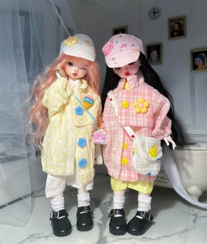 Одежда для куклы BJD 1/6 размера, комплект одежды для куклы YOSD в милую розовую клетку, одежда для куклы Bjd 1/6, аксессуары для куклы