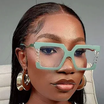 Женские очки с анти-синим светом Модные Стильные Квадратные очки в большой оправе Street Shot Стильные очки