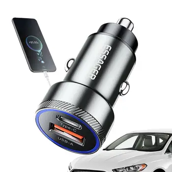 Мини-Автомобильное Зарядное Устройство Адаптер 54 Вт Автомобильная Зажигалка USB Зарядное Устройство Быстрая Зарядка Двойной USB C Автомобильное Зарядное Устройство Для Зарядки Мобильных Телефонов Планшетов