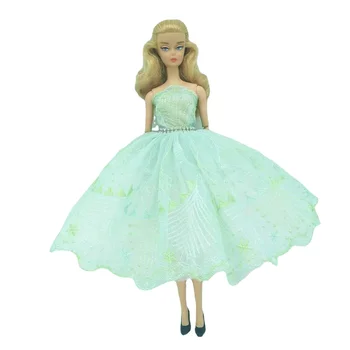Зеленое балетное платье в цветочек для куклы Барби, одежда принцессы, аксессуары для кукол 1/6, 3-слойная юбка со стразами, Бальное платье, Игрушки