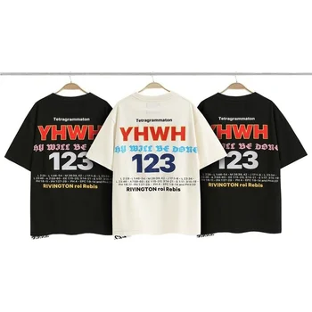 Мужская Женская мужская одежда Футболка RRR 123 Винтажная футболка с перекрестной печатью, футболка с коротким рукавом Оверсайз RRR123