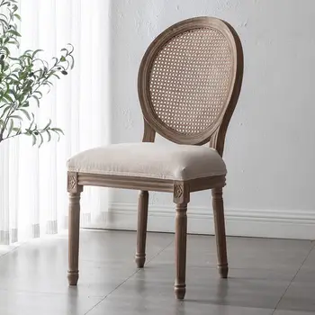 Обеденный стул из ротанга в стиле ретро, Французский стул из массива дерева, Передвижной пол для кафе, Современные американские Кантри-стулья для отдыха, Мебель для дома WH