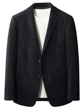 (Один блейзер) Мужские блейзеры из хлопка Black Wick, официальные деловые пиджаки для свадебных костюмов, повседневное приталенное мужское пальто на одной пуговице