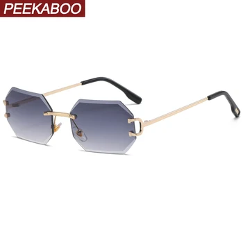 Модные женские солнцезащитные очки Peekaboo octagon uv400 без оправы, золотистые металлические прямоугольные очки для мужчин, прямая поставка, горячая распродажа 2022 г.