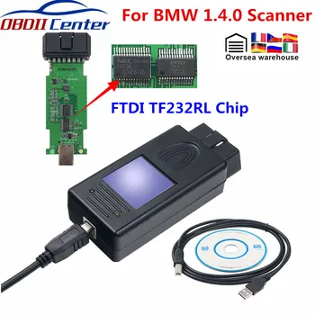 2022 Для BMW 1.4.0 Сканер автоматической диагностики OBDII USB Диагностический Интерфейс Для BMW 1.4 FTDI FT232RL Код Разблокировки Чипа Для