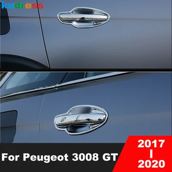 Накладка на дверную ручку для Peugeot 3008 GT 2017 2018 2019 2020 Хромированные Боковые Дверные ручки, Чаши, Чехлы для чаш, Аксессуары для экстерьера автомобиля