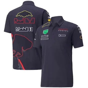 Новая рубашка поло для фанатов Формулы-1 с короткими рукавами 2023 года, Официальная куртка Формулы-1, сшитая на заказ, Черные рубашки для гольфа в том же стиле, мужские