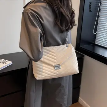 Новая женская модная сумка через плечо с клапаном большой емкости, дизайнерская кожаная сумка 2023, модная сумка-тоут, роскошная сумочка на цепочке, простая