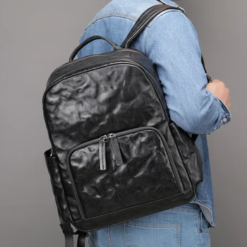 AETOO Модный мужской школьный ранец из натуральной кожи, новая деловая мужская дорожная сумка большой емкости с двойным захватом, двойная сумка