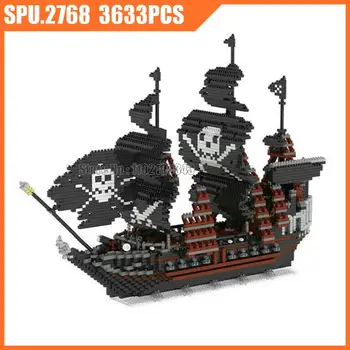 66520 3633шт Пиратский Черный Жемчужный Корабль Череп Флаг Лодка Мини Алмаз Строительные Блоки Игрушечный Кирпич