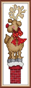 Рождественский олень 3 набор для вышивания крестиком aida 14ct 11ct количество стежков на холсте для печати вышивка DIY ручной работы