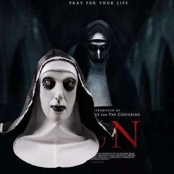 Маска монахини 2 Маска монахини для макияжа ужасов на Хэллоуин, хитрое лицо, страшный латексный головной убор
