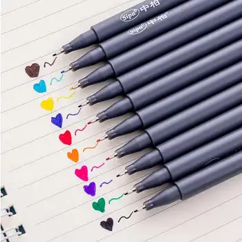 10 шт./лот Гелевая Ручка Fine Color Hook Line Pen 0.38 мм Штрих Для Рисования Игольчатая Ручка Канцелярские Принадлежности Для Обучения Школьным Принадлежностям Письмо