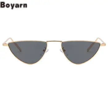 Boyarn Модные мужские и женские разноцветные уличные солнцезащитные очки с треугольным Кошачьим глазом в металлической оправе.