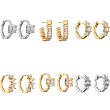 HECHEN, 1 пара, маленькие серьги-кольца с кристаллами циркона, для женщин, круглые серьги-кольца, Популярные ювелирные изделия оптом
