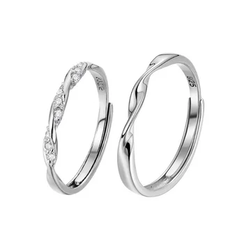 1 шт. романтическое кольцо для вечной любви, простые кольца для пары с инкрустацией камнем, свадебные украшения с регулируемым отверстием, ювелирные аксессуары
