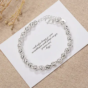 Прекрасный, симпатичный, полый шар-цепочка из стерлингового серебра 925 пробы, браслет для женщин, Модные подарки для пары на свадьбу, Ювелирные изделия