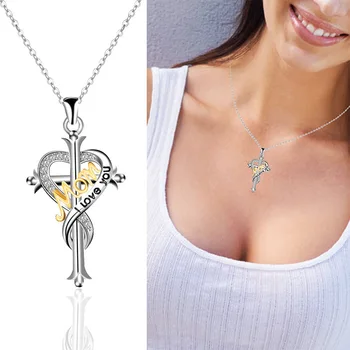 2023 Новый продукт I Love Mom Ожерелье с крестом в виде любви Женская подвеска Подарок на День Матери Ювелирные изделия Оптом