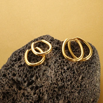 Минималистичные U-образные серьги-кольца из нержавеющей стали с 18-каратным позолотой, круглые серьги-пирсинги для женщин, модные украшения для ушей в подарок