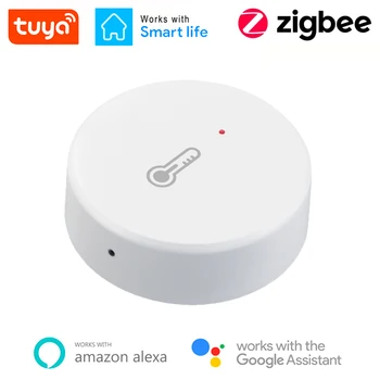 Интеллектуальный датчик температуры и влажности Tuya ZigBee Работает с Zigbee Gateway Hub Через Alexa Google Home SmartLife / Управление приложением Tuya