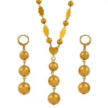 Ювелирные наборы Anniyo Micronesia с подвеской в виде трех шариков, ожерелье, серьги, цепочка из круглых бусин Marshall Jewellery Chuuk #078306S