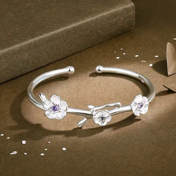 2023 Новый инкрустированный Фиолетовый браслет с цветком Циркона, Женский Открытый браслет с цветком, модный дизайн, креативные Ювелирные изделия высокого качества