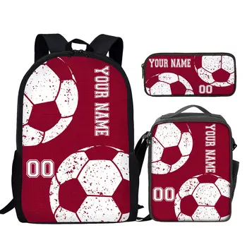 Прочная дорожная сумка YIKELUO с красным спортивным футбольным принтом на молнии, повседневная молодежная сумка Mochilas для ноутбука большой емкости, сумка для ланча