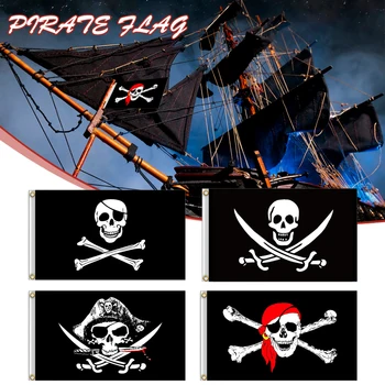 Флаг с пиратским черепом и скрещенными костями Легкий и прочный креативный флаг-баннер для наружных аксессуаров для помещений