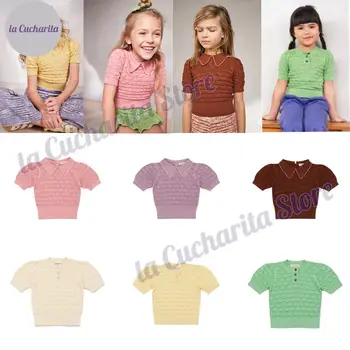 Летние трикотажные топы для девочек, рубашка бренда Misha, Винтаж 2021, Детский трикотаж с короткими рукавами для малышей, Блузка для девочек, Детская одежда